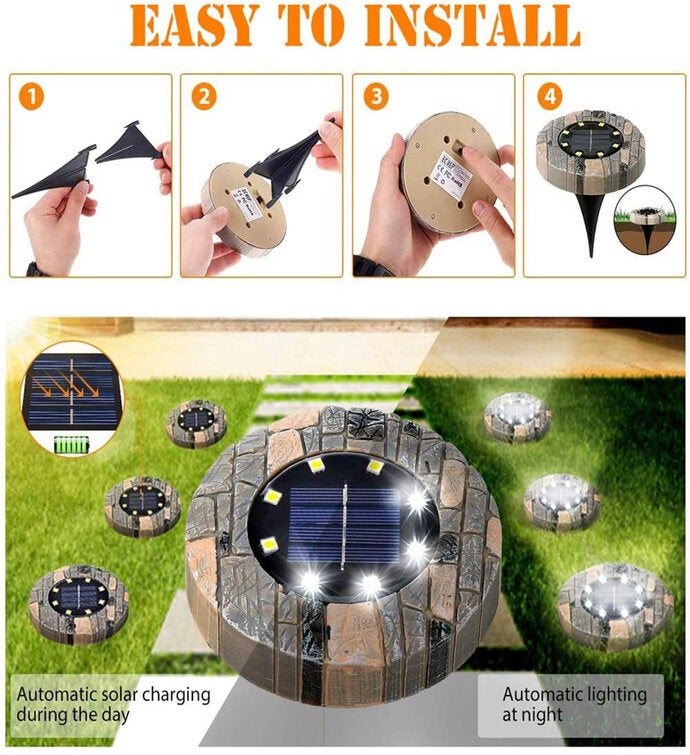 8 Pk Solar Ground Lights Outdoor